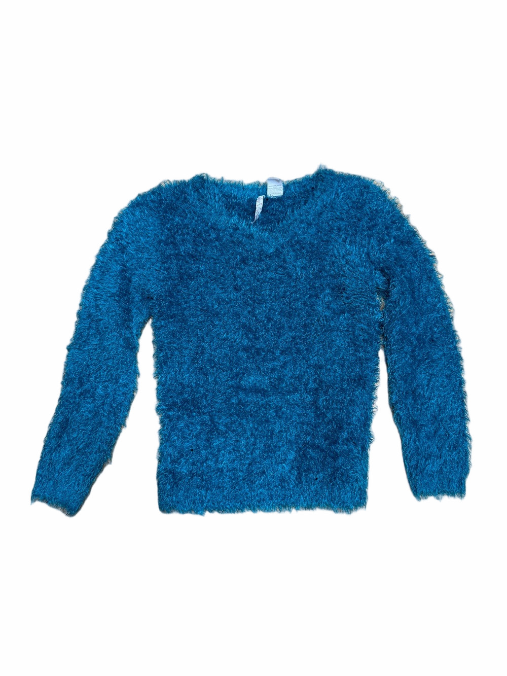 Heart Crush Girls Large 10/12 Blue Eyelash Knit Fuzzy Pullover Sweater Cozy Soft